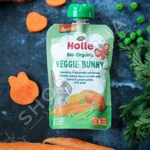 HOLLE - PURE/LENG ME KAROTA, PATATE TE EMBEL & BIZELE "VEGGIE BUNNY - BIO-ORGANIC" - 100G, +6 MUAJ
