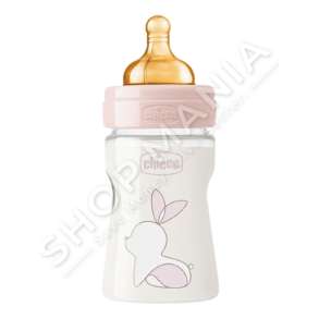 CHICCO - SHISHE QELQI ME BIBERON SILIKONI 150ML/+0MUAJSH "FEEDING BOTTLE ORIGINAL TOUCH SLOW" -  8058664121779
