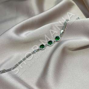 BYZYLYK ARGJEND ME GUR ZIRKONI JESHIL "FORME RRETHORE" - KL-223