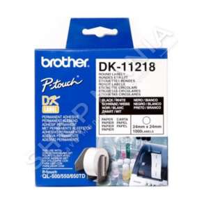 BROTHER -  ETIKETA DK-11218 ETICHETTA ROTONDA, 24 MM NGJYRË E BARDHË 1000 ET./RULON