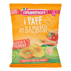 PLASMON - PATATINA TE BUTA ME KARROTE & DOMATE 15G/+12MUAJSH "PAFF DEI BAMBINI CAROTA E POMODORO" - 8001040200445