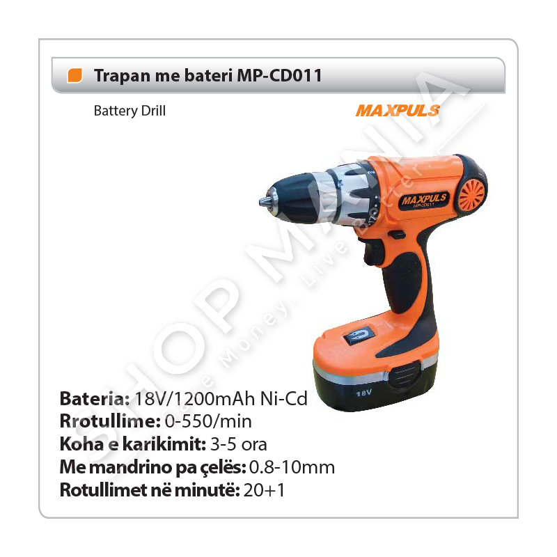 MAXPULS - TRAPAN ME BATERI  MP-CD011