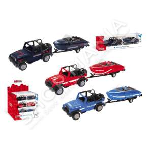 MONDO - MAKINE POLICIE & VARKE GOME 1:64 +3VJEC "VEHICLE MONDO MOTORS OFFROAD W/RUBBER BOAT" - 8001011540525