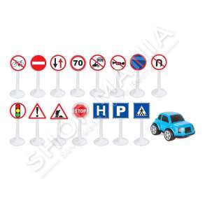 PILSAN - LOJE ME TABELA RRUGORE 17PJESE/+3VJEC "MINI TRAFFIC SIGNS" - 03-273