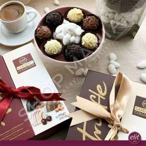 ELIT 1924 - MINI COKOLLATA  TE ZEZA, TE BARDHA & ME QUMESHT "TRUFFLE MIX", ME MBUSHJE BAJAME, KARAMEL & QERSHIE - 195G