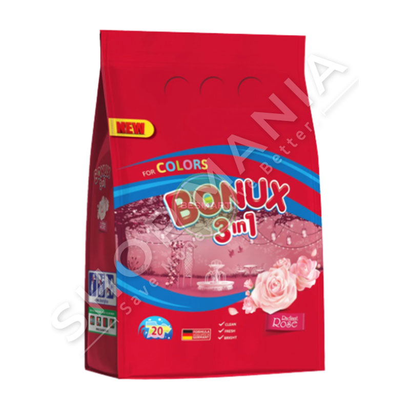 BONUX - DETERGJENT PLUHUR 3 NE 1 PER RROBA ME NGJYRE "RADIANT ROSE" -  20 LARJE