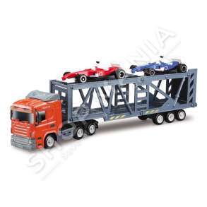 MONDO - RIMORKIO KAMIONI ME 2 MAKINA GARASH 1:64 +3VJEC "VEHICLE MONDO MOTORS TRUCK TRAILER W/2 RACING CARS" - 8001011540563