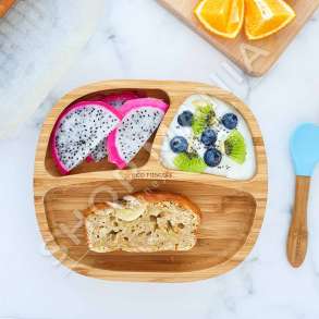 ECO RASCALS - PJATE BAMBUJE ME 3 NDARJE +6MUAJSH "TODDLER PLATE IN BLU" - 793591755151