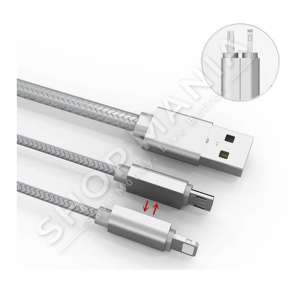 LDNIO - FISHE MICRO USB 2IN1 LIGHTNING & MICRO USB CABLE FOR CHARGING 1.1M - 6933138621868