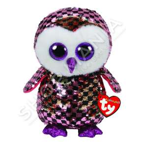 TY ATTIC TREASURES - BUF PREJ PELLUSHI 23CM "BEANIE BOOS FLIPPABLES CHECKS PINK-BLACK OWL" - 008421367856 - STOK