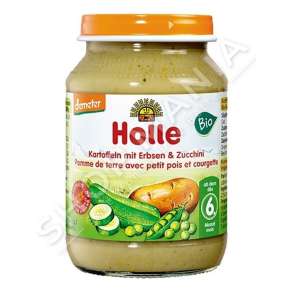 HOLLE - PURE ME PATATE, BIZELE & KUNGULL 190G/+6MUAJSH "POTATTOES, PEAS & ZUCCHINI" - 7640104958635