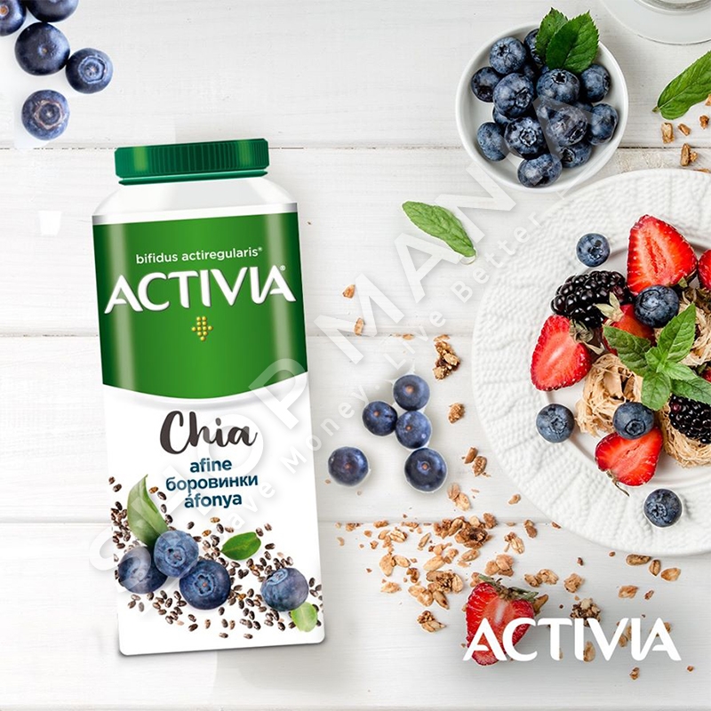 DANONE/ACTIVIA - KOS I LENGSHEM ME BORONICE & FARA CHIA - 320ML