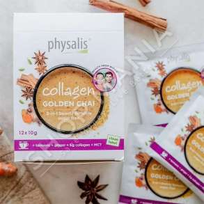 PHYSALIS - SUPLEMENT ME TURMERIC, XHINXHER, KOLAGJEN DHE MCT "COLLAGEN GOLDEN CHAI" - 12 BUSTINA