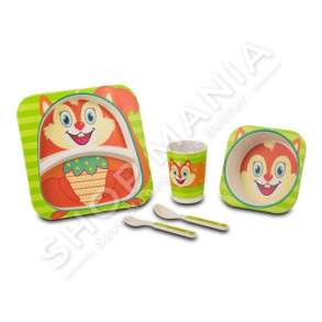 NAVA - SET USHQYERJE BAMBOO PER FEMIJE ME DIZAJN KETRI (PJATE, TAS, FILXHAN, PIRUN & LUGE) - 5205746123708