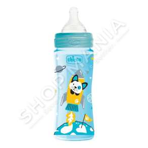 CHICCO - SHISHE ME BIBERON SILIKONI 330ML/+4MUAJSH "FEEDING BOTTLE WELL BEING" - 8058664129904