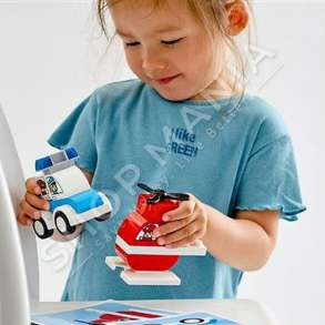 LEGO "DUPLO FIRE HELICOPTER & POLICE CAR" - 14 PJESE, +18 MUAJ