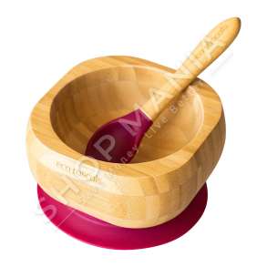 ECO RASCALS - SET USHQIMI TAS & LUGE +4MUAJSH "BAMBOO SUCTION BOWL & SPOON RED" - 793591755007