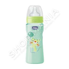 CHICCO - SHISHE ME BIBERON SILIKONI E GJELBER  "WELL-BEING" - 330ML, +4 MUAJ
