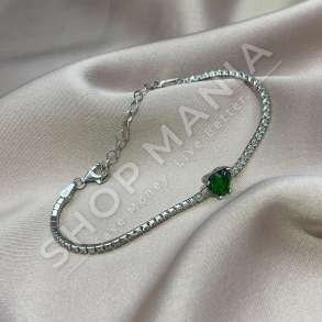 BYZYLYK ARGJEND ME GUR ZIRKONI JESHIL "FORME ZEMRE' - KL-221