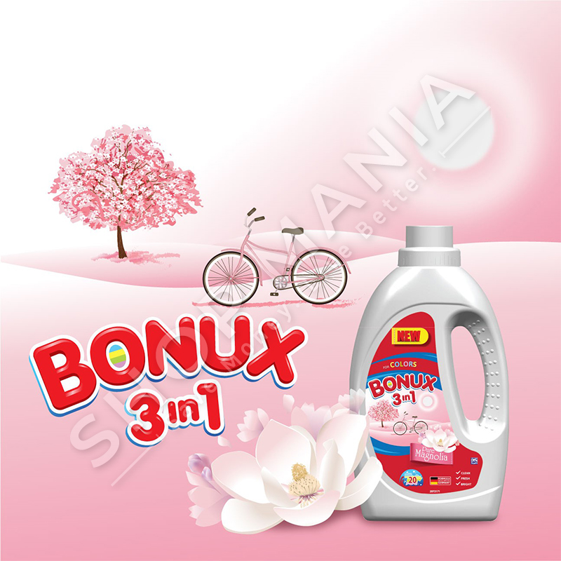 BONUX - DETERGJENT LENG 3 NE 1 PER RROBA ME NGJYRE "PURE MAGNOLIA" - 20 LARJE