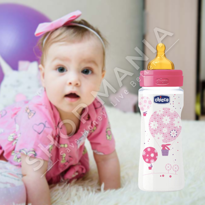 CHICCO - SHISHE ME BIBERON GOME  PER VAJZA - 330ML, +4 MUAJ