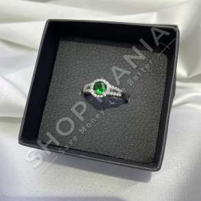 UNAZE ARGJEND ME GUR ZIRKONI JESHIL "FORME RRETHORE" - KL-210