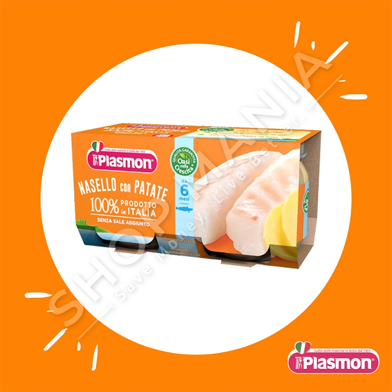 PLASMON - PESHK MERLUC & PATATE "TE HOMOGJENIZUARA" - 2 x 80G, +6 MUAJ
