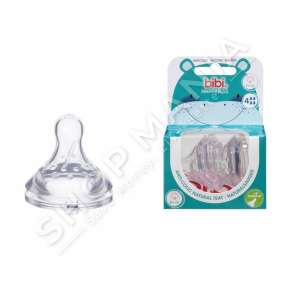 BIBI - BIBERON SILIKONI PER SHISHE ME GRYKE TE NGUSHTE "NATURAL" - 2 COPE, +6 MUAJ