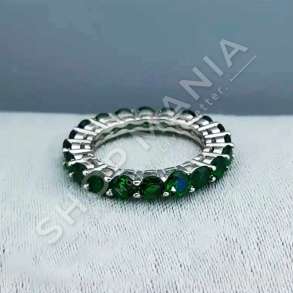 UNAZE ARGJEND ME GUR ZIRKONI "RRETHORE - JESHILE"