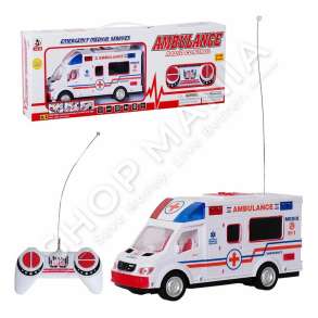 AMBULANCE ME TELEKOMANDE +3VJEC "RC CAR AMBULANCE BATTERY OPERATED WITH SOUND AND LIGHTS" - JL678-42