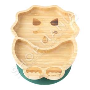 ECO RASCALS - PJATE BAMBUJE ME 2 NDARJE NE FORME DINOZAURI +12MUAJSH "BAMBOO SUCTION PLATE IN GREEN" - 793618223090