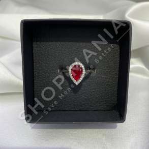 UNAZE ARGJEND ME GUR ZIRKONI TE KUQ "FORME PIKE LOTI" - KL-203