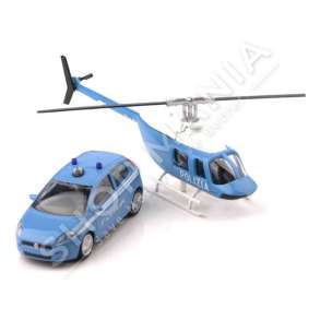 MONDO - MAKINE POLICE FIAT & HELIKOPTER POLICIE 1:43 +3VJEC "VEHICLE MONDO MOTORS SECURITY ITALY HELICOPTE/CAR FIAT 50 1:43" - 8001011570041