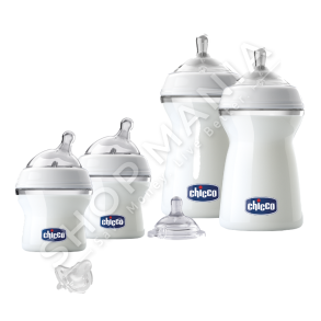 CHICCO - SET USHQYERJE PER BEBE +0MUAJSH (4 BIBERONE SHISHE, BIBERON, BIBERON FALLCO & FURCE PASTRUESE BIBERONI) "FIRST STARTER SET LARGE" - 8058664153701