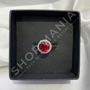 UNAZE ARGJEND ME GUR ZIRKONI TE KUQ "FORME RRETHORE" - KL-206