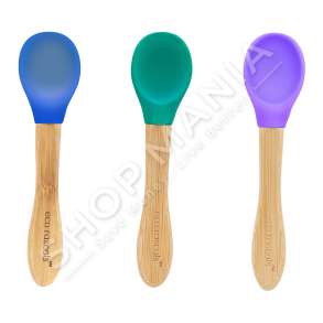 ECO RASCALS - SET 3 LUGE +4MUAJSH "BAMBOO SPOONS FOR BABIES PURPLE/NAVY/GREEN" - 793618223168