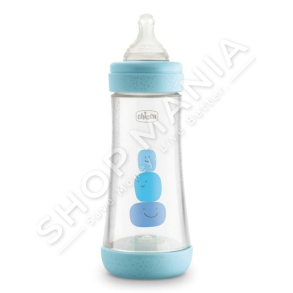 CHICCO - SHISHE ME BIBERON SILIKONI 300ML/+4MUAJSH "FEEDING BOTTLE PERFECT 5 FOR BOY FAST FLOW" - 8058664122127