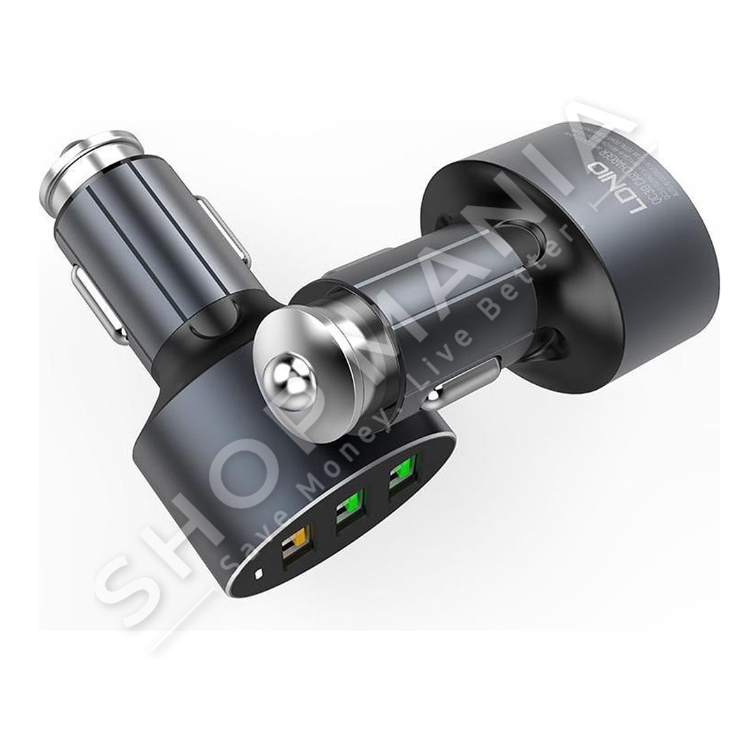 LDNIO - KARIKUES MAKINE USB/QC3.0 USB 36W "CHARGER USB CAR LDNIO 3 PORTS 2 USB PORT 1 QC3.0 USB PORT 36W BLACK" -  6933138617038