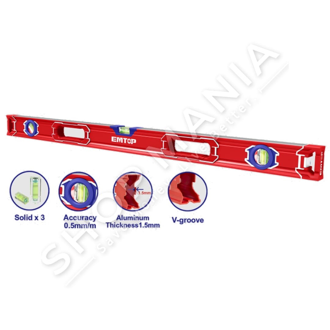 EMTOP - NIVEL ALUMINI ME 2 DOREZA & ME 3 TREGUES  NIVELI 80CM - ESLL28001