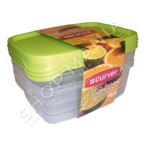 CURVER - SET 3 TASA USHQIMESH ME KAPAK 1.2L "THE BEST TAKE AWAY FOOD K TRANSPARENT & LIME GREEN" - 3253927610006