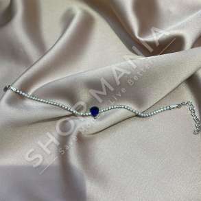 BYZYLYK  ARGJEND ME GUR ZIRKONI BLU "FORME PIKE LOTI'' - KL-218