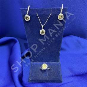 SET VARESE, VATH & UNAZE ARGJENDI ME GUR ZIRKONI TE VERDHE ''FORME DIELLI'' - KL-233