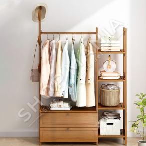 DOLLAP MULTIFUNKSIONAL PREJ DRU BAMBUJE 100X30X138CM "BAMBOO OPEN WARDROBE"