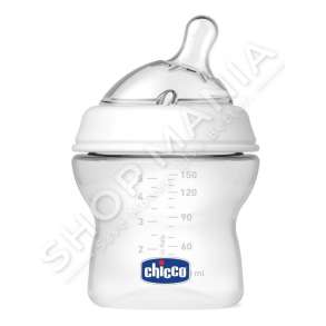 CHICCO - SHISHE QELQI ME BIBERON SILIKONI 150ML/+0MUAJSH "FEEDING BOTTLE NATURAL FEELING GLASS VETRO" - 8058664153459