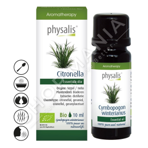 PHYSALIS - VAJ ESENCIAL CITRONELE PER MBAJTJEN LARG TE MUSHKONJAVE 10ML "CITRONELLA CYMBOPOGON WINTERIANUS"