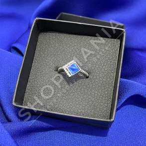 UNAZE ARGJEND ME GUR ZIRKONI BLU "FORME ROMBI" - KL-174