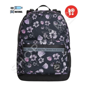 SEVEN - CANTE SHKOLLE ME KUFJE WIRELESS "REVERSIBLE BACKPACK GRS SEVEN HIBIS LILAC CON EARPHONES WIRE"