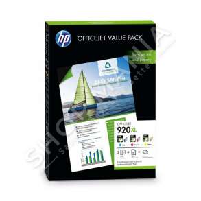 HP - KONFEKSION MIKS NGJYRË E KALTËR / NGJYRË MAGENTA / NGJYRË E VERDHË CH081AE 920 XL 50 FAQE A4 + 3 KARTUÇA 920XL: C+M+Y