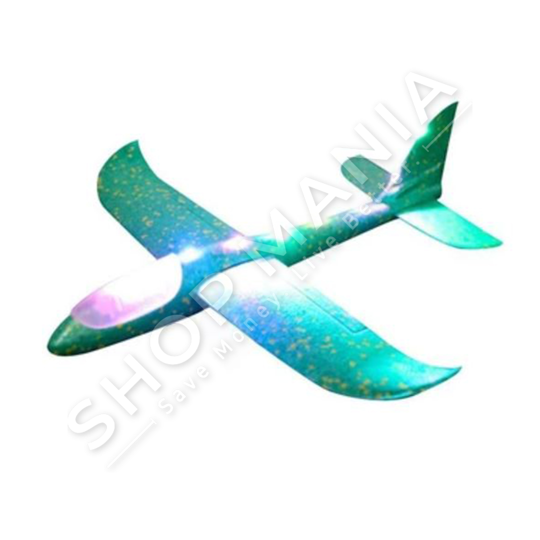COMIC AND ONLINE GAMES - AEROPLAN LODER JESHIL ME DRITE 48CM "HAND THROWING AIRPLANE TOY GREEN WITH LIGHT" - 8605042601493
