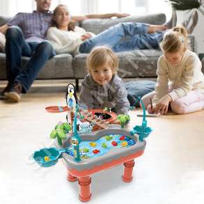 LOJE ARGETUESE PER PESHKIM ME MUZIKE +3 VJEC "FISHING GAME TOY FOR KIDS- CUTE FISHING TABLE TOYS - ELECTRIC ROTATING MUSIC FISHING POOL"